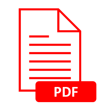 Icon representing a PDF file. The icon features a red rectangle with a white page overlay. The page has horizontal lines symbolizing text. The word 'PDF' is written in white on the red rectangle at the bottom of the icon.