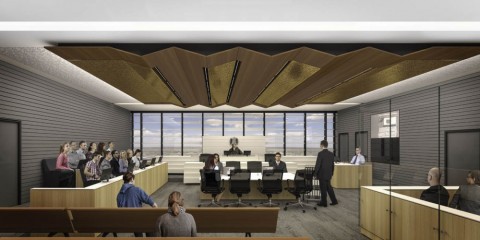 A courtroom design in the new Shepparton Law Courts